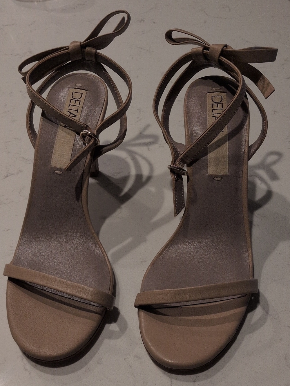 Delta Women's Taupe Strappy Ankle-Tie Heels